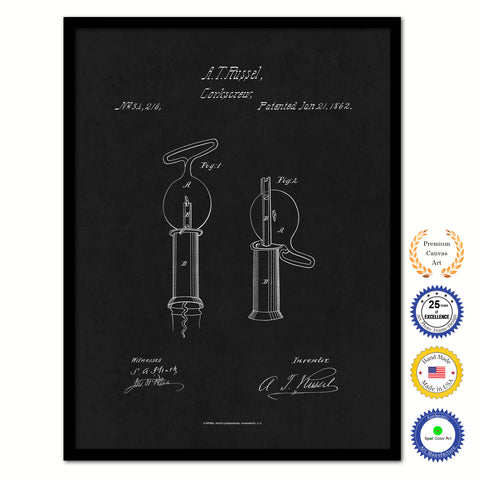 1862 Wine Corkscrew Old Patent Art Print on Canvas Custom Framed Vintage Home Decor Wall Decoration Great for Gifts