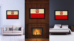 Poland Country Flag Vintage Canvas Print with Black Picture Frame Home Decor Gifts Wall Art Decoration Artwork