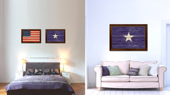 Bonnie Blue in Republic of West Florida Military Flag Texture Canvas Print with Brown Picture Frame Home Decor Wall Art Gifts