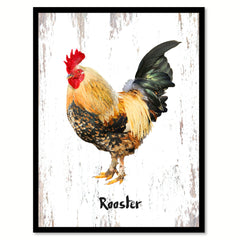 Rooster Bird Canvas Print, Black Picture Frame Gift Ideas Home Decor Wall Art Decoration