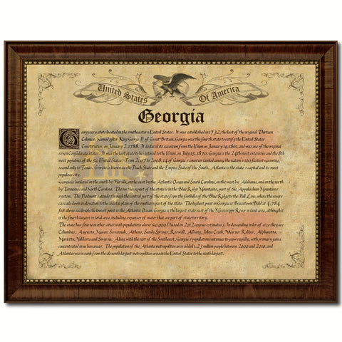 Georgia Vintage History Flag Canvas Print, Picture Frame Gift Ideas Home Décor Wall Art Decoration