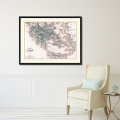 Greece Vintage Antique Map Wall Art Home Decor Gift Ideas Canvas Print Custom Picture Frame