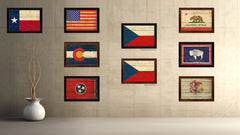 Czech Republic Country Flag Vintage Canvas Print with Brown Picture Frame Home Decor Gifts Wall Art Decoration Artwork