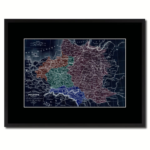 Poland Prussia Germany Vintage Vivid Color Map Canvas Print, Picture Frame Home Decor Wall Art Office Decoration Gift Ideas