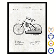 1893 Bicycle Old Patent Art Print on Canvas Custom Framed Vintage Home Decor Wall Decoration Great for Gifts