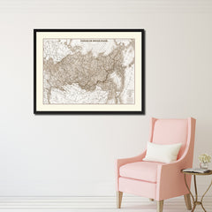 Russia Siberia Vintage Sepia Map Canvas Print, Picture Frame Gifts Home Decor Wall Art Decoration