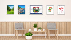 West Virginia State Flag Shabby Chic Gifts Home Decor Wall Art Canvas Print, White Wash Wood Frame