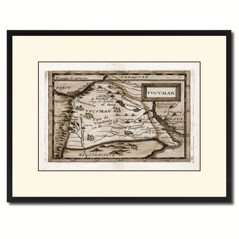 Tucuman Argentina Buenos Aires Vintage Sepia Map Canvas Print, Picture Frame Gifts Home Decor Wall Art Decoration