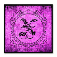 Alphabet X Purple Canvas Print Black Frame Kids Bedroom Wall Décor Home Art