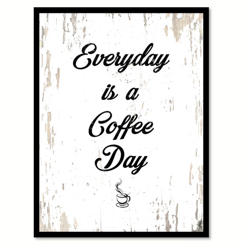 Life Is Short Drink Coffee First Quote Saying Canvas Print with Picture Frame