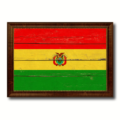 Bolivia Country Flag Vintage Canvas Print with Brown Picture Frame Home Decor Gifts Wall Art Decoration Artwork