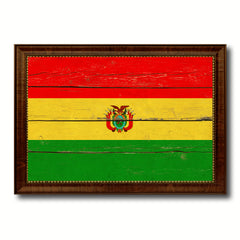 Bolivia Country Flag Vintage Canvas Print with Brown Picture Frame Home Decor Gifts Wall Art Decoration Artwork