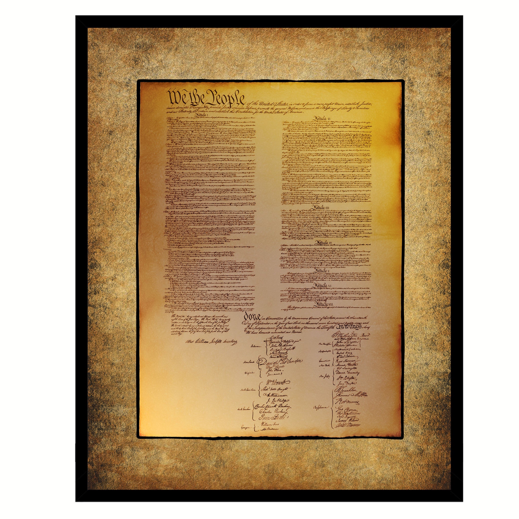 US Constitution We The People Framed Canvas Print Home Décor Wall Art