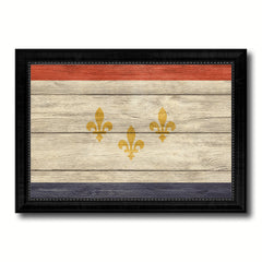 New Orleans  City Louisiana State Texture Flag Canvas Print Black Picture Frame