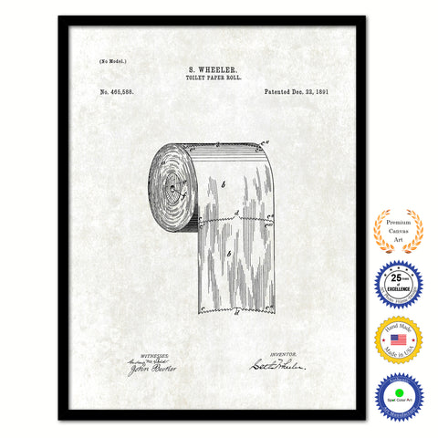 1891 Toilet Paper Roll Old Patent Art Print on Canvas Custom Framed Vintage Home Decor Wall Decoration Great for Gifts