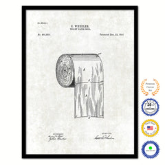 1891 Toilet Paper Roll Old Patent Art Print on Canvas Custom Framed Vintage Home Decor Wall Decoration Great for Gifts
