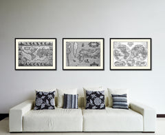 Japan Vintage B&W Map Canvas Print, Picture Frame Home Decor Wall Art Gift Ideas