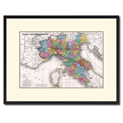 North Italy Vintage Antique Map Wall Art Home Decor Gift Ideas Canvas Print Custom Picture Frame