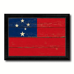 Samoa Country Flag Vintage Canvas Print with Black Picture Frame Home Decor Gifts Wall Art Decoration Artwork
