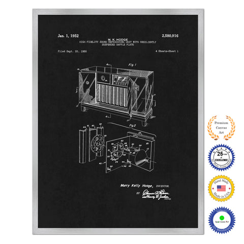 1952 High fidelity sound reproducing unit with resiliently suspended baffle plate Old Patent Art Print on Canvas Custom Framed Vintage Home Decor Wall Decoration Great for Gifts
